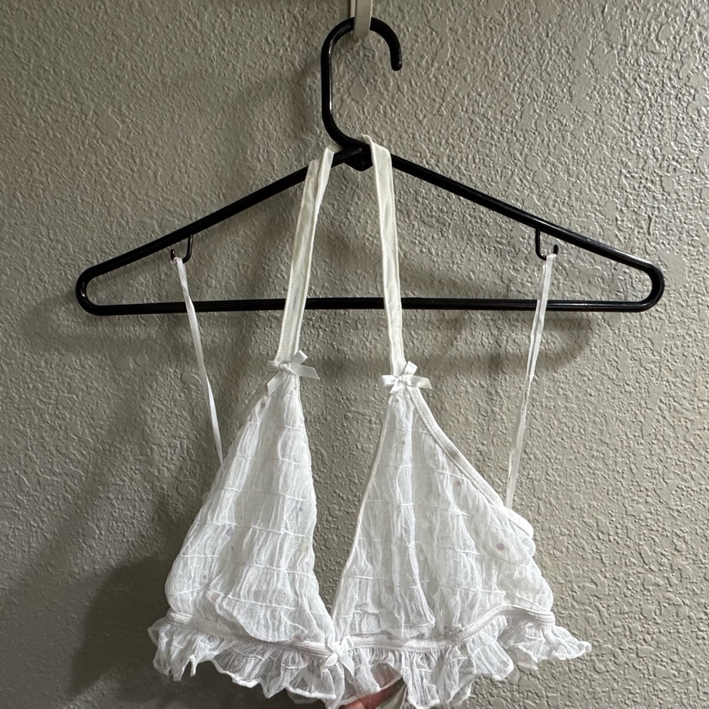 Frederick's of Hollywood Cream Ruffled Bralette